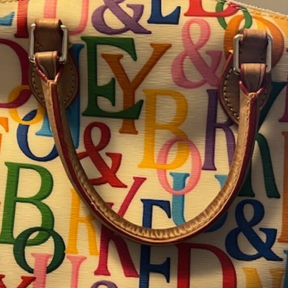 Dooney & Bourke Monogram White Rainbow Satchel - Picture 2 of 4